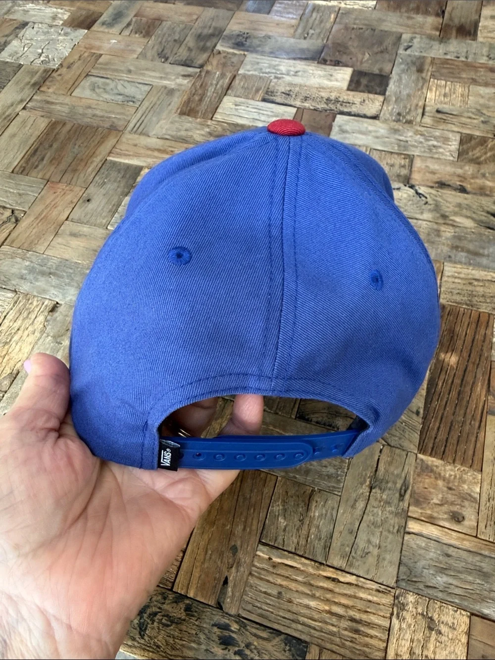 Vans Two-Tone Snapback Hat in Blue and Red